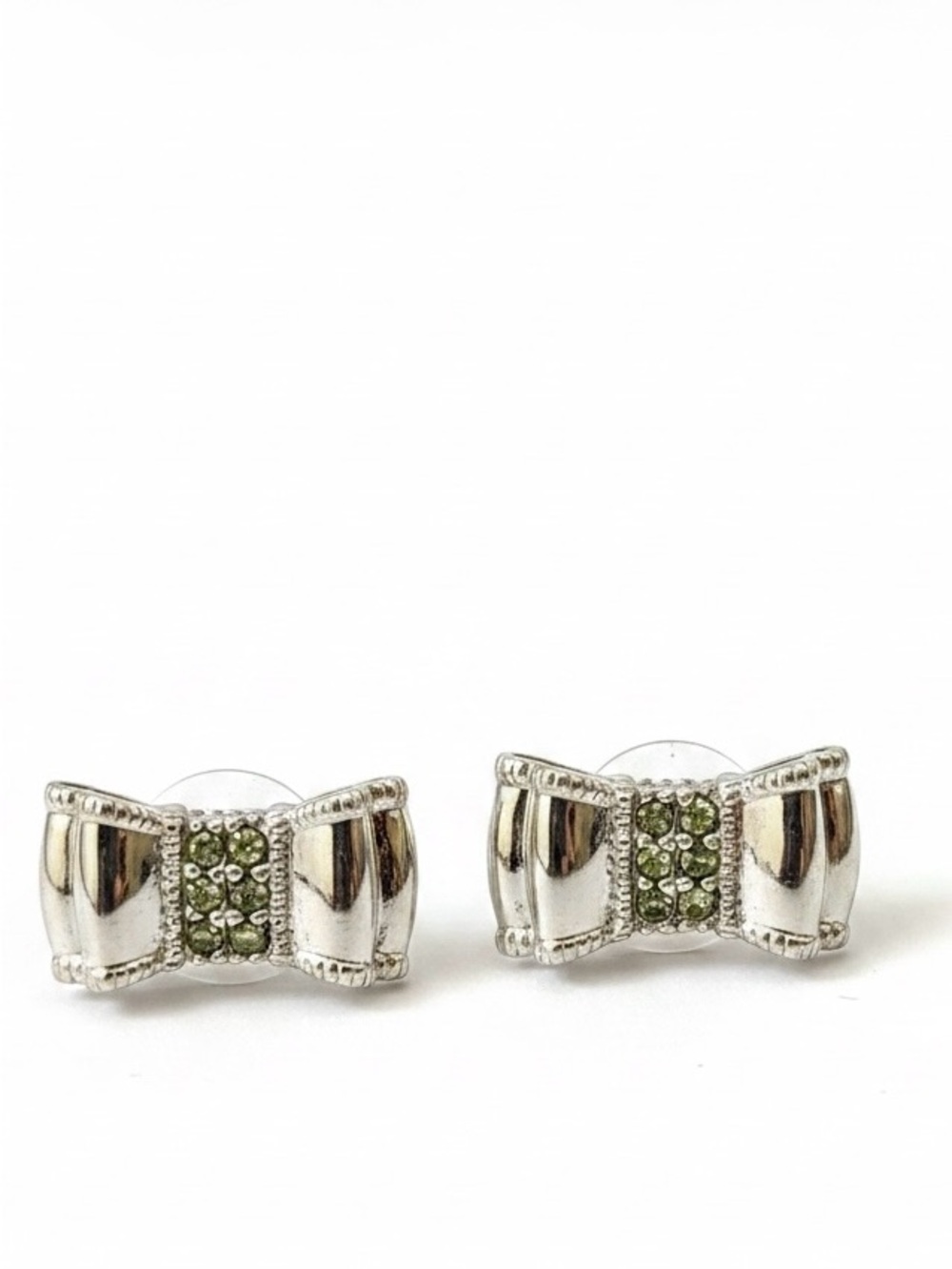 kate spade New York Moon River Silver Bow Stud Earrings,  Pave Crystal Rhodium